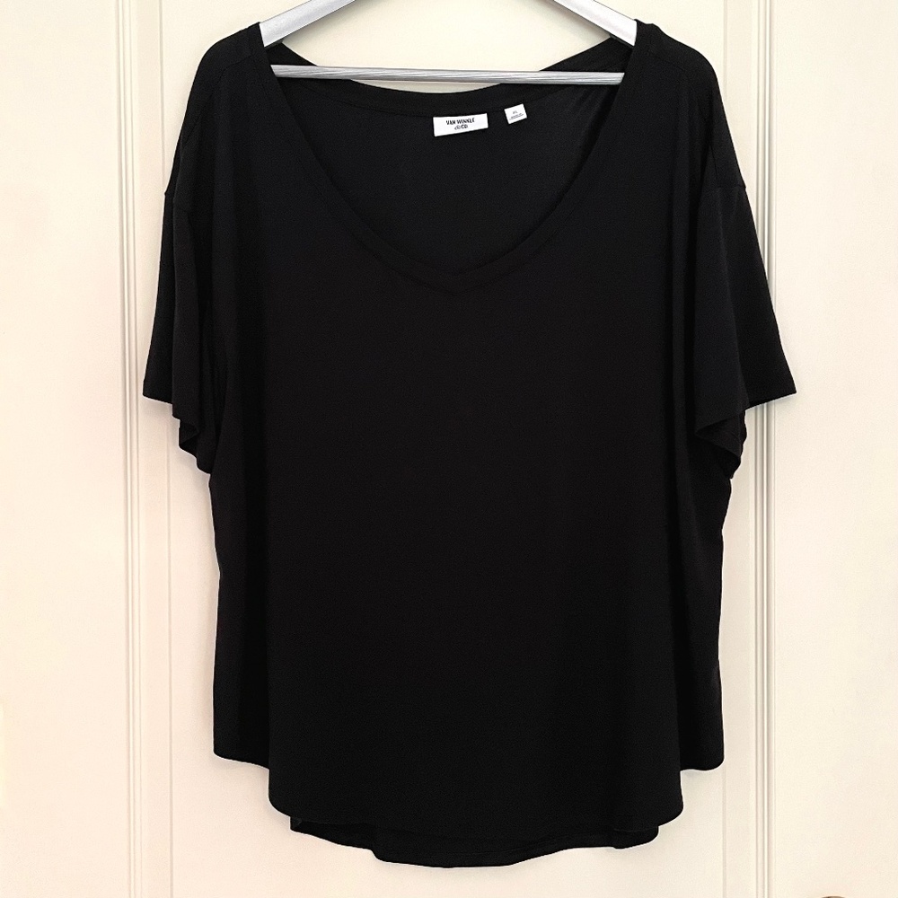 Van Winkle & Co Black Scoop Neck Short Sleeve Tee Sz XL